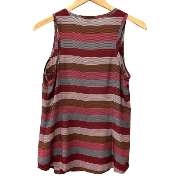 Fossil 100% Silk Tank Pink‎ Striped Flowy Sleeveless Blouse Top Size Small - Picture 3 of 5